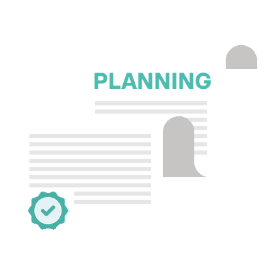 Approved planning documents with a tick seal